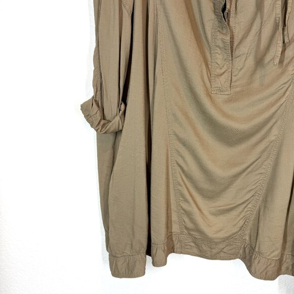 Donna Karan Oversized Tunic Blouse Top Popover Khaki Minimalist Capsule Medium - Picture 4 of 10